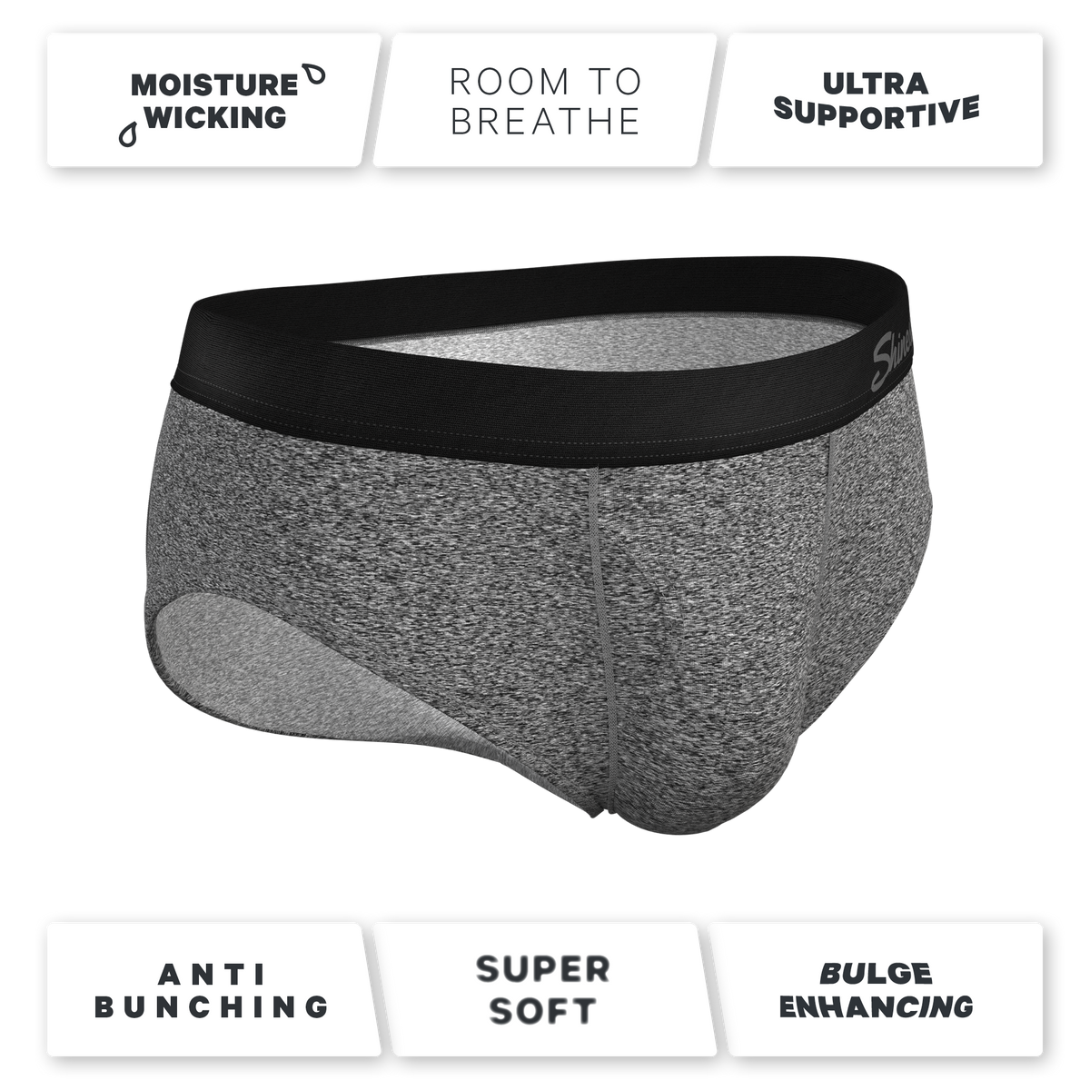 The Seattle Skyline | Black Marble Heather Ball Hammock® Pouch Underwear Briefs - Shinesty