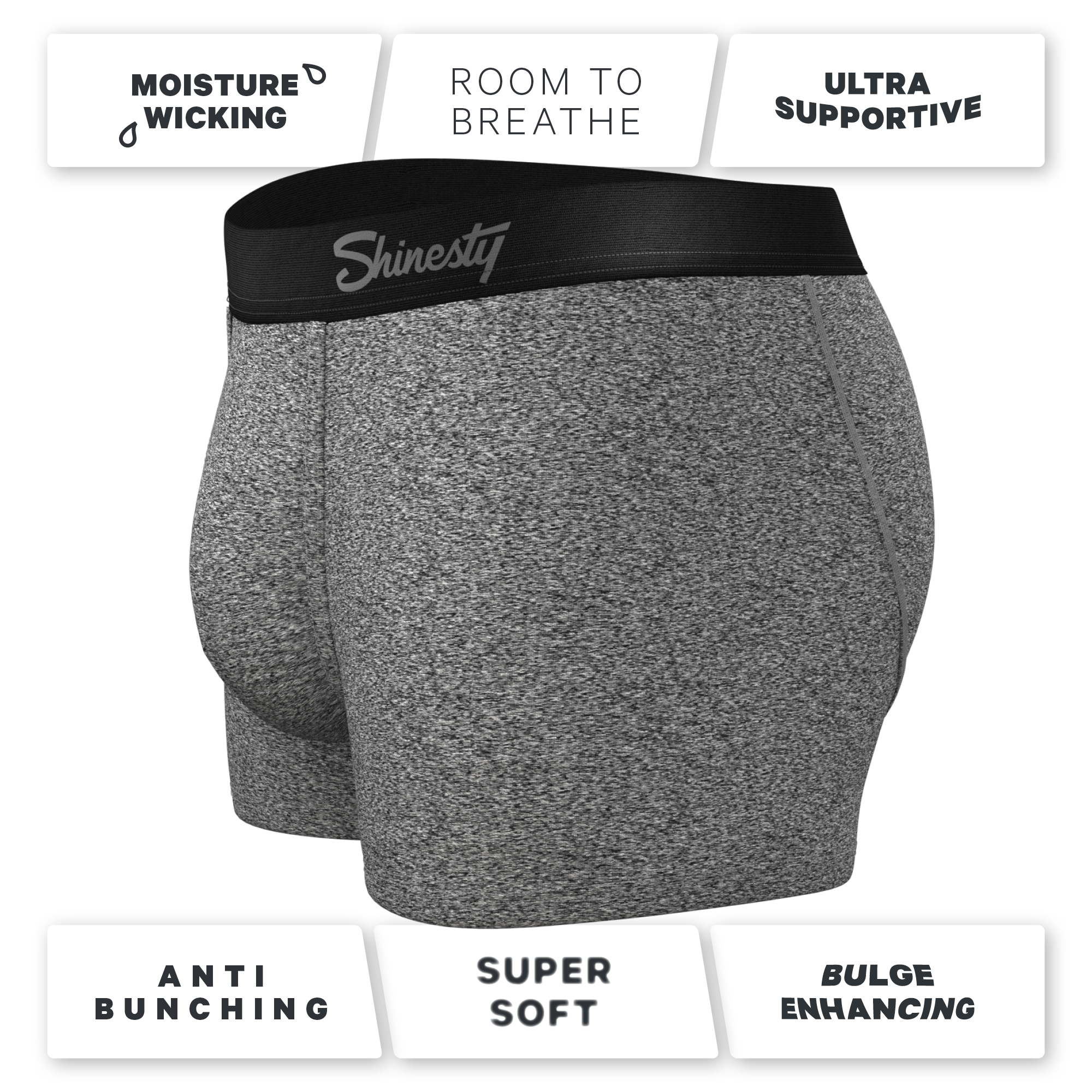 The Seattle Skyline | Black Marble Heather Ball Hammock® Pouch Trunk Underwear - Shinesty