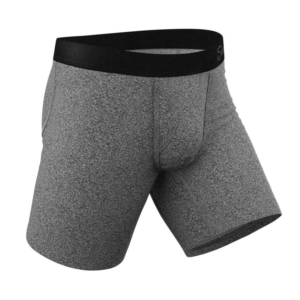 The Seattle Skyline | Black Marble Heather Ball Hammock® Boxer - Long Leg - Shinesty