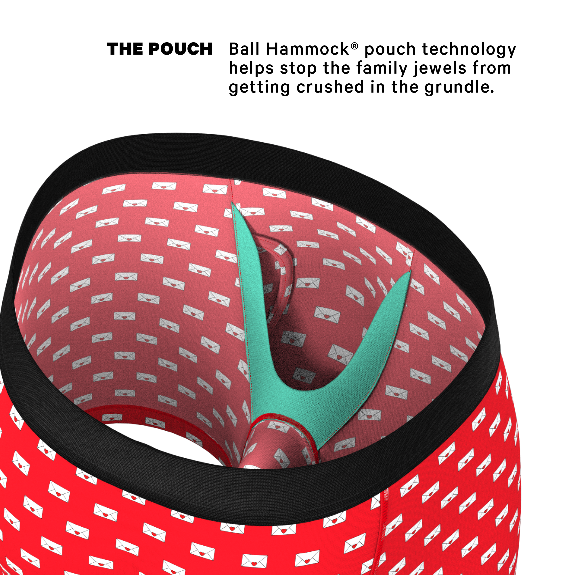 The Secret Admirer | Valentines Letters Ball Hammock® Pouch Underwear With Fly - Shinesty
