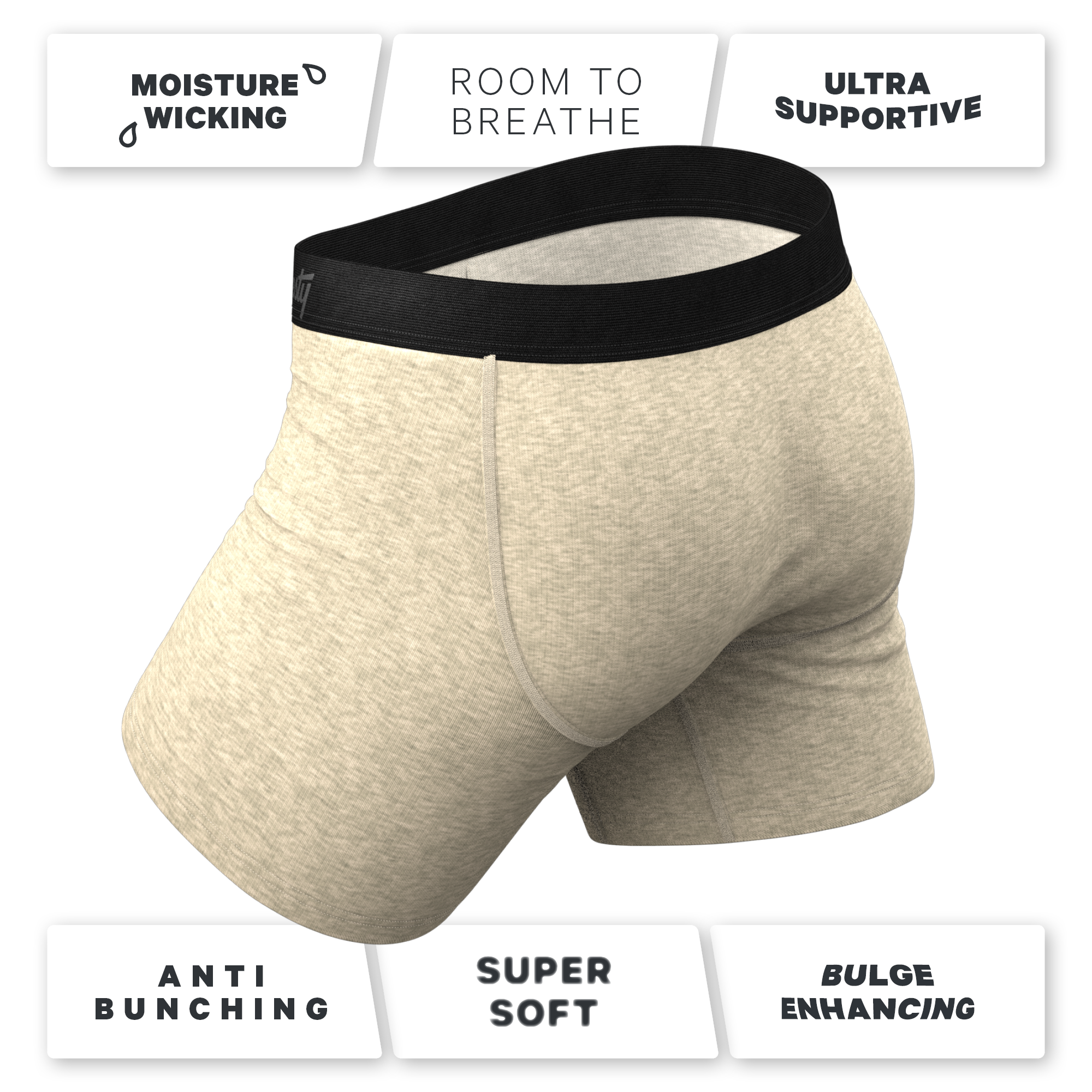 The Silver Fox | Oatmeal Heather Ball Hammock® Pouch Underwear With Fly - Shinesty