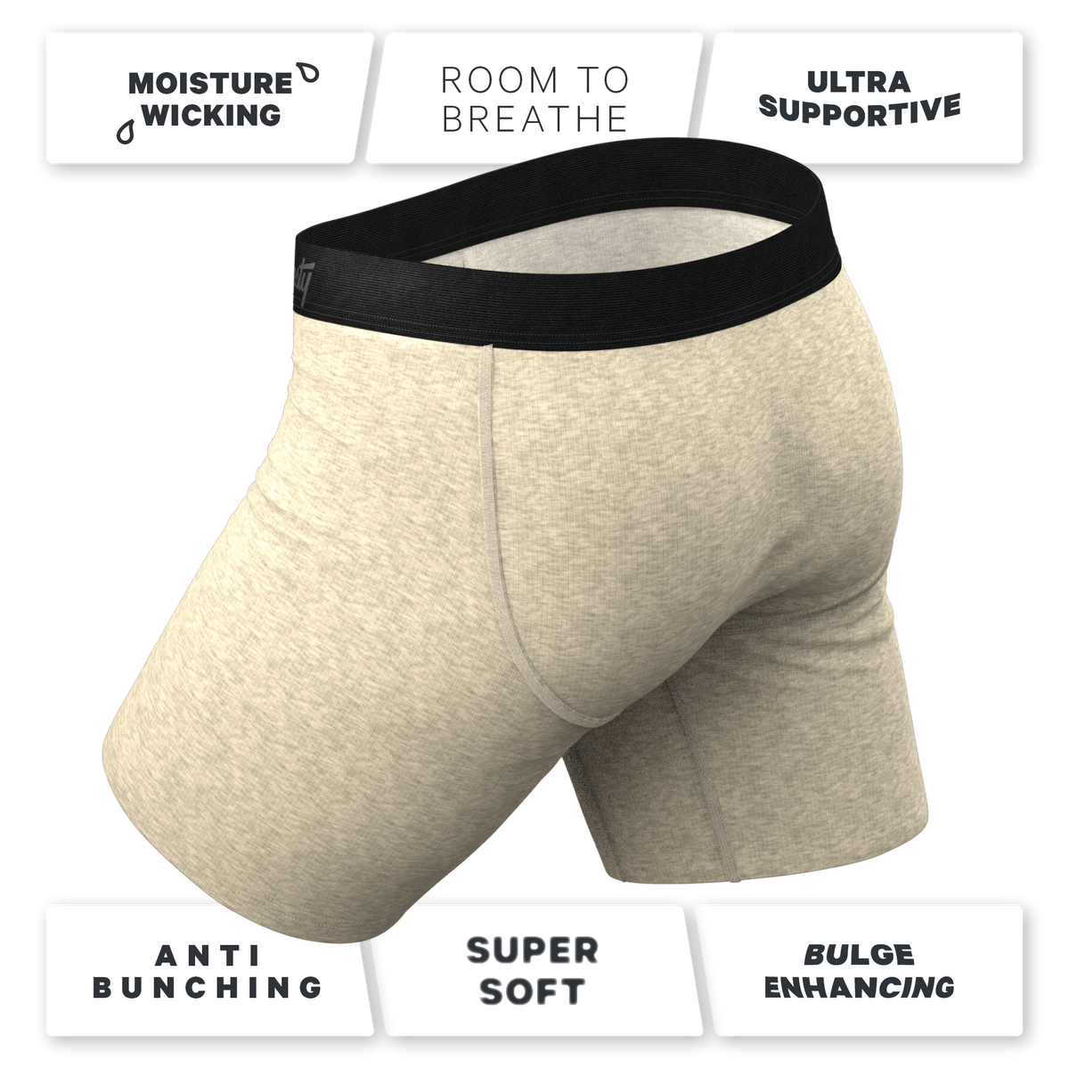 The Silver Fox | Oatmeal Heather Ball Hammock® Boxer - Long Leg - Shinesty