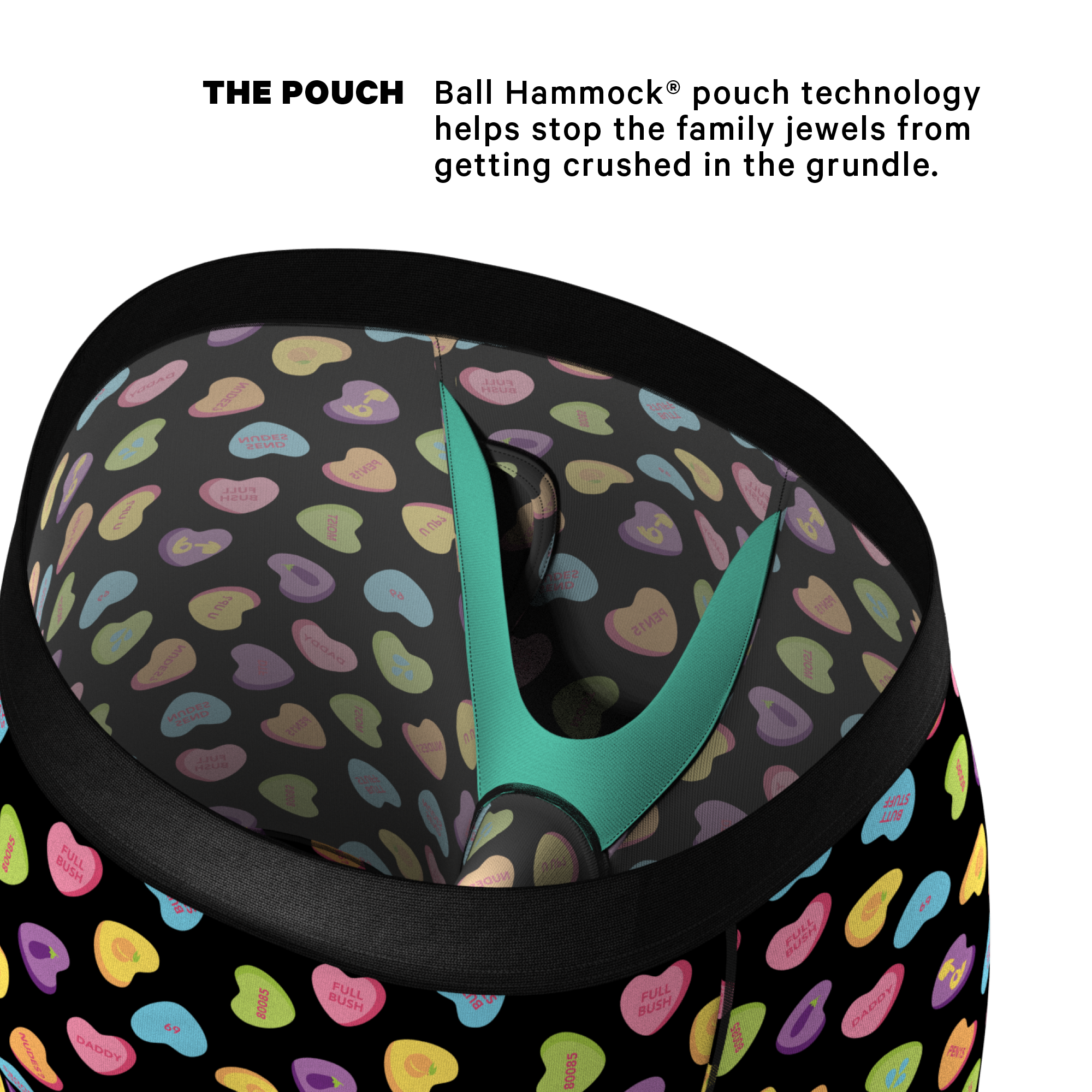 The Smooth Talker | Candy Hearts Ball Hammock® Boxer - Long Leg - Shinesty