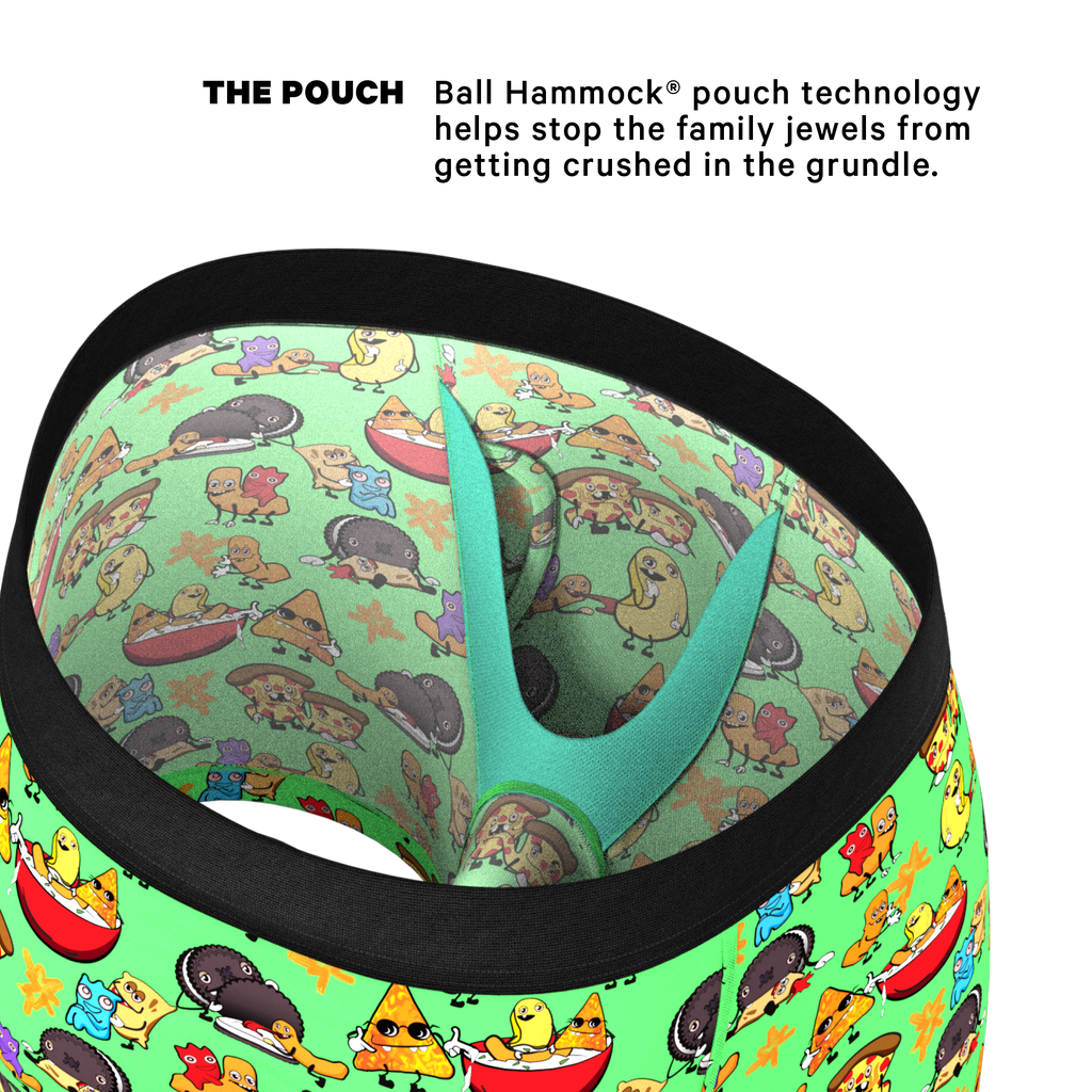The Snackhanalia | Junk Food Ball Hammock® Pouch Underwear With Fly - Shinesty