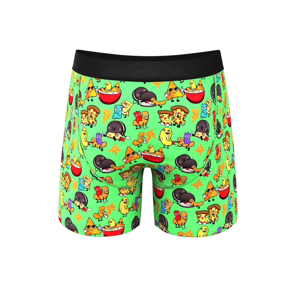 The Snackhanalia | Junk Food Ball Hammock® Pouch Underwear With Fly - Shinesty
