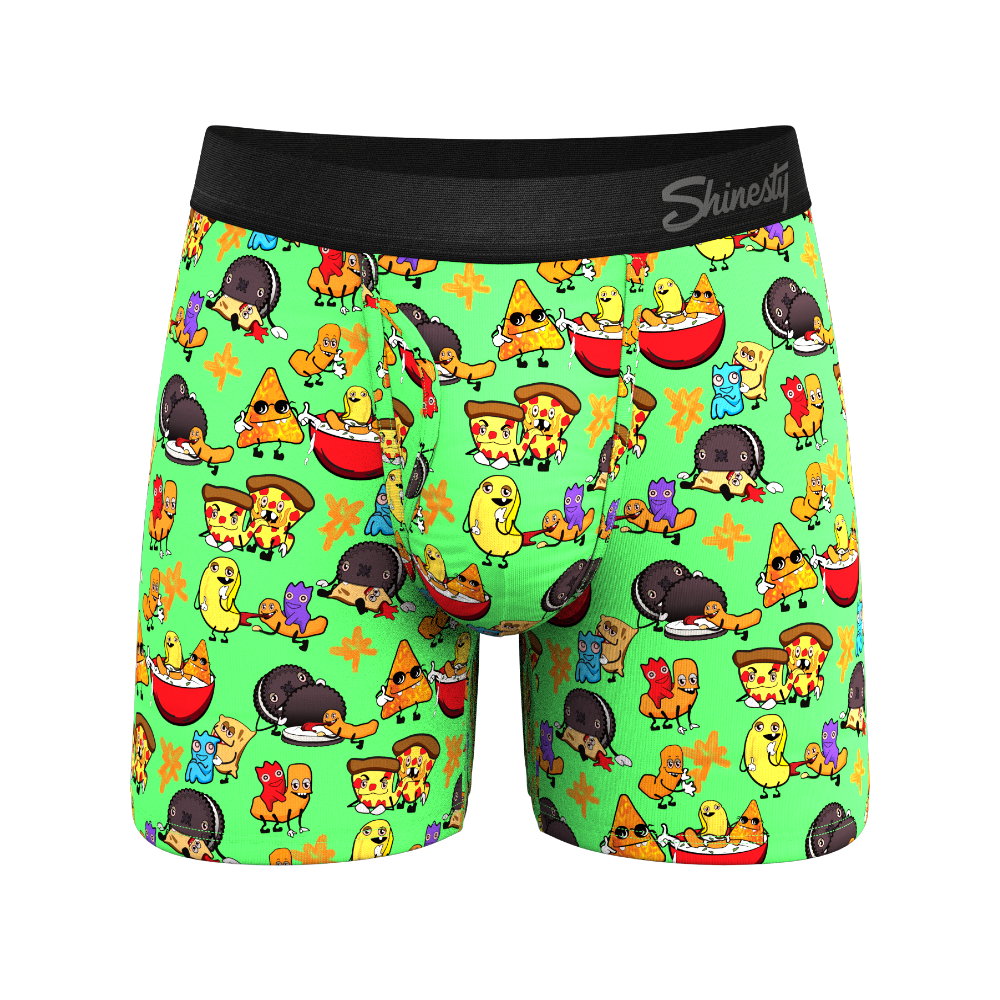The Snackhanalia | Junk Food Ball Hammock® Pouch Underwear With Fly - Shinesty