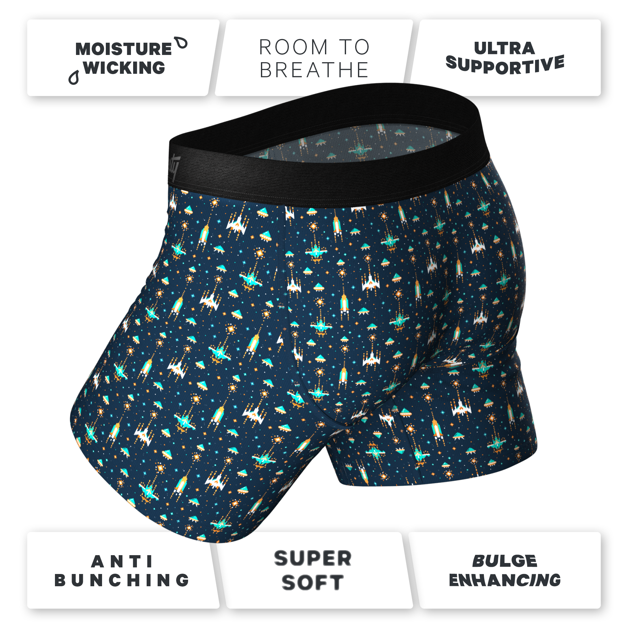 The Space Commando | Spaceship Ball Hammock® Pouch Underwear With Fly - Shinesty