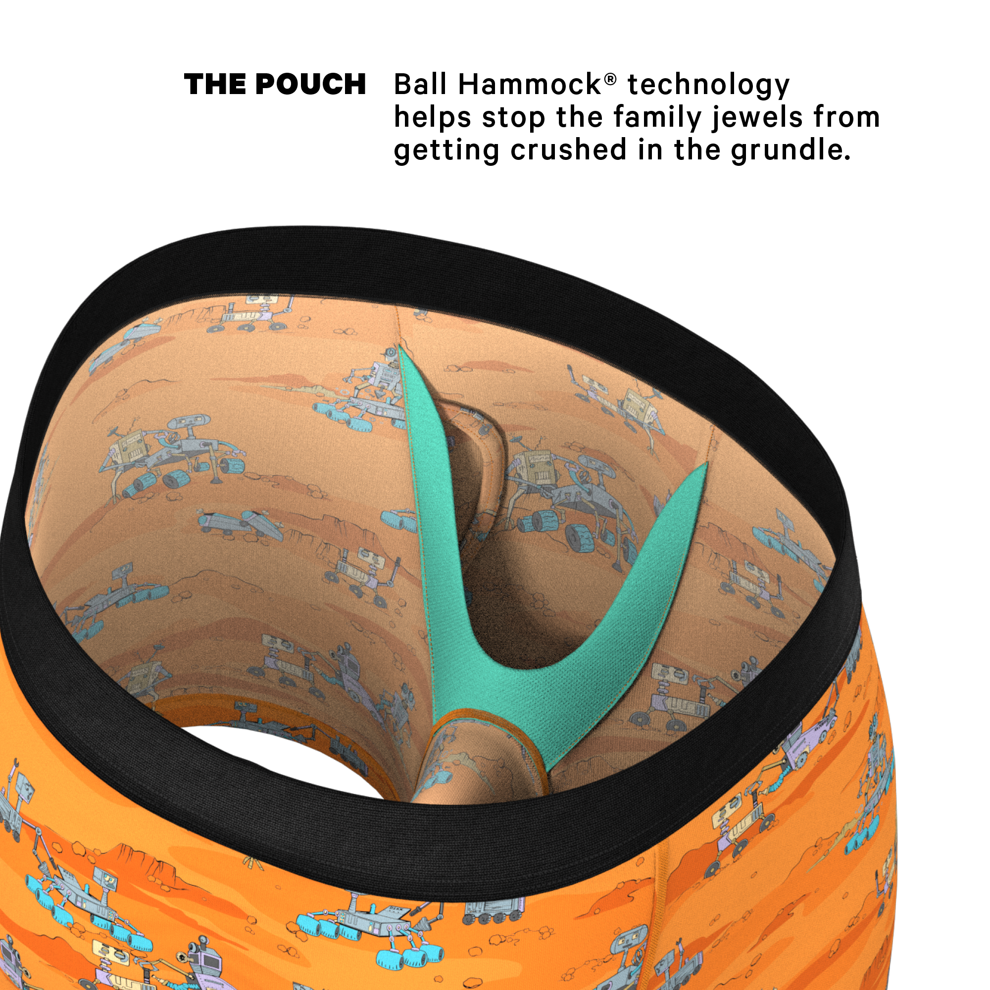 The Bend Rover | Space Robots Ball Hammock® Pouch Underwear With Fly - Shinesty