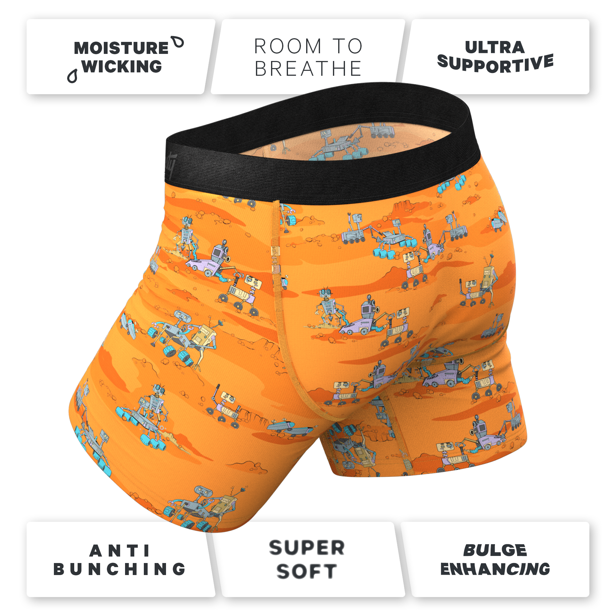 The Bend Rover | Space Robots Ball Hammock® Pouch Underwear With Fly - Shinesty