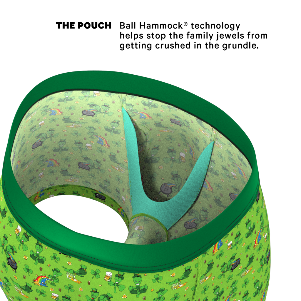 The 3 Leafs To The Wind | St Patricks Day Clovers Ball Hammock® Pouch Trunks Underwear - Shinesty