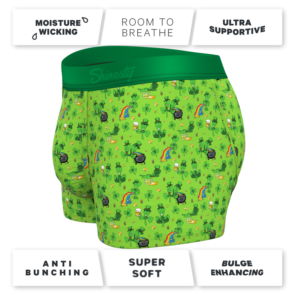 The 3 Leafs To The Wind | St Patricks Day Clovers Ball Hammock® Pouch Trunks Underwear - Shinesty