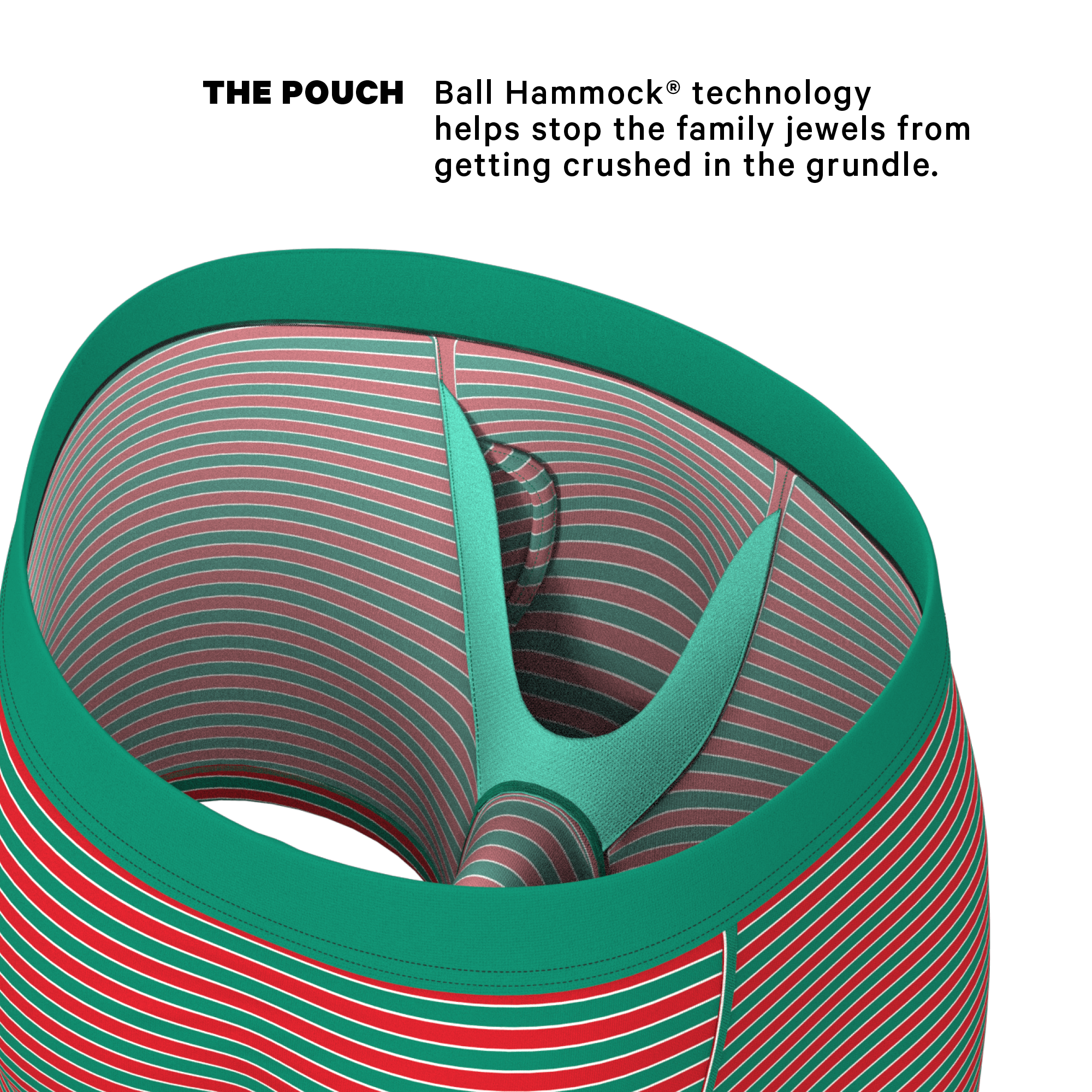 The Stripe Club | Christmas Striped Ball Hammock® Pouch Underwear With Fly - Shinesty