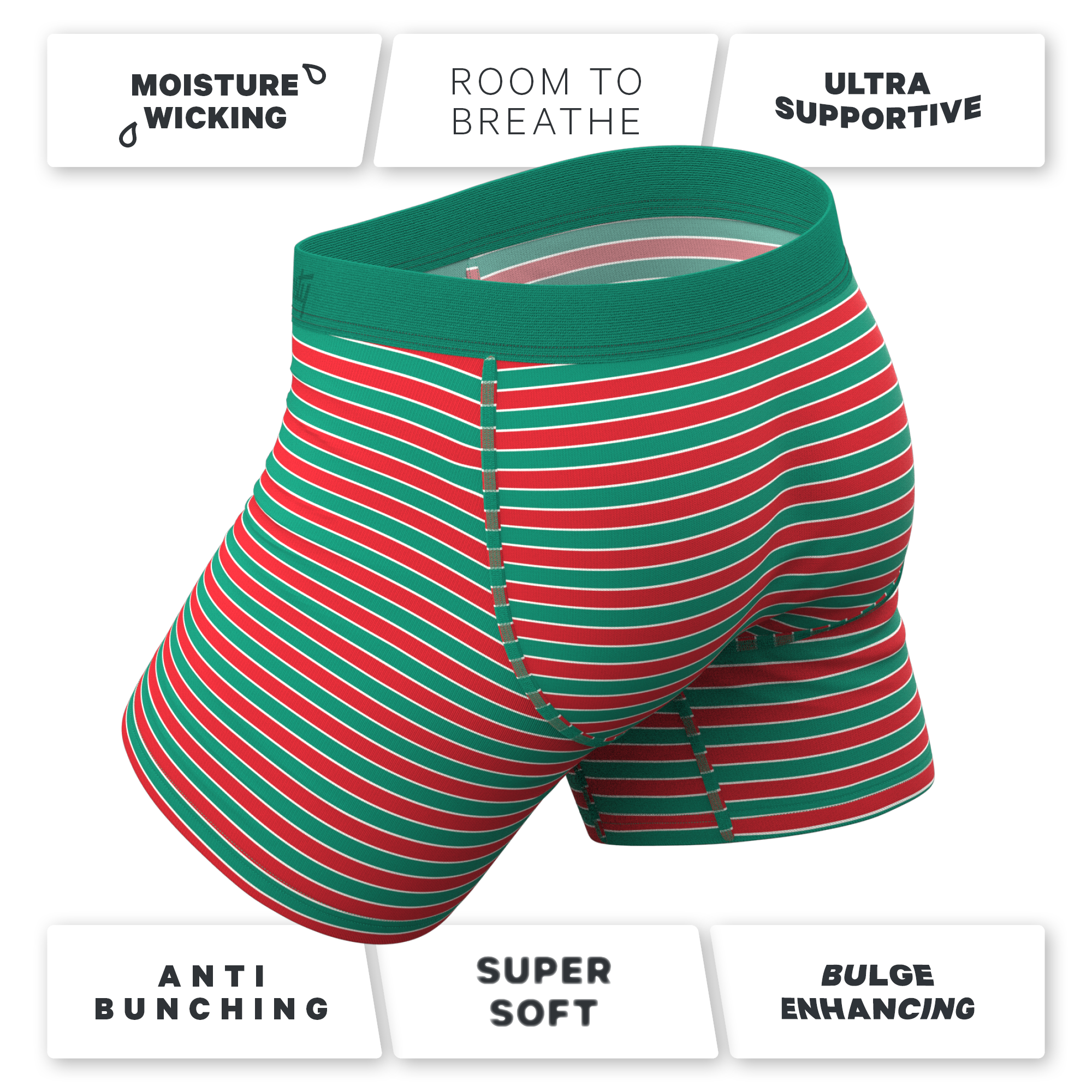 The Stripe Club | Christmas Striped Ball Hammock® Pouch Underwear With Fly - Shinesty