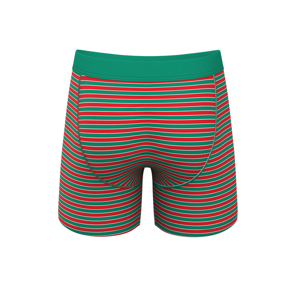 The Stripe Club | Christmas Striped Ball Hammock® Pouch Underwear With Fly - Shinesty