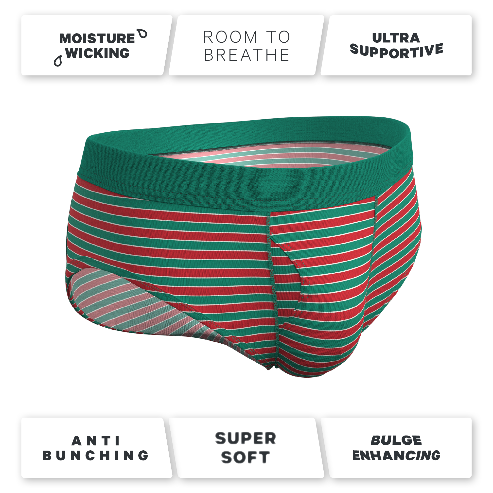 The Stripe Club | Christmas Striped Ball Hammock® Pouch Underwear Briefs - Shinesty