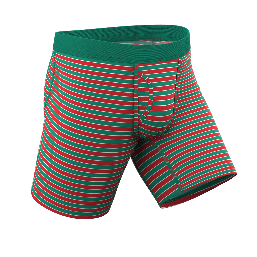 The Stripe Club | Christmas Striped Ball Hammock® Boxer - Long Leg - Shinesty