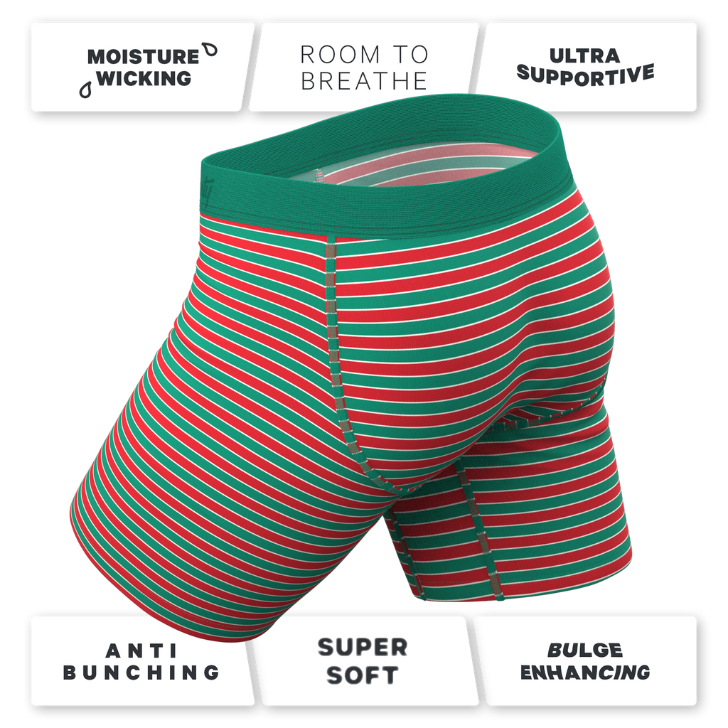 The Stripe Club | Christmas Striped Ball Hammock® Boxer - Long Leg - Shinesty