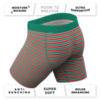 The Stripe Club | Christmas Striped Ball Hammock® Boxer - Long Leg - Shinesty