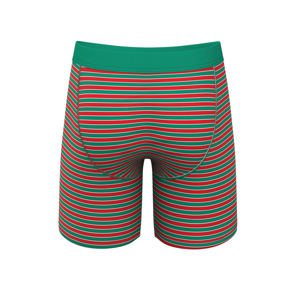 The Stripe Club | Christmas Striped Ball Hammock® Boxer - Long Leg - Shinesty