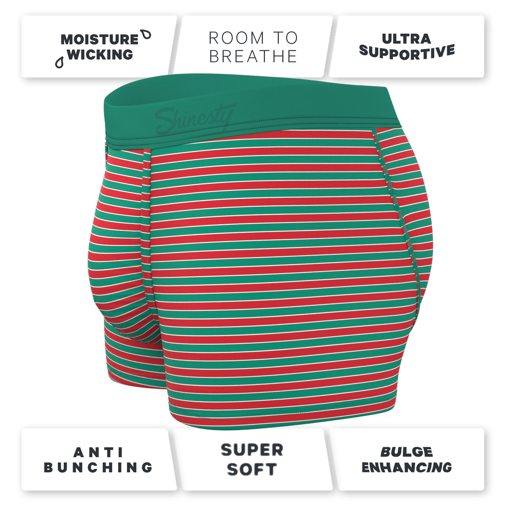 The Stripe Club | Christmas Striped Ball Hammock® Pouch Trunks Underwear - Shinesty