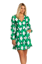 The Cabbage Connoisseur | Green Argyle St. Patrick's Day Wrap Dress - Shinesty