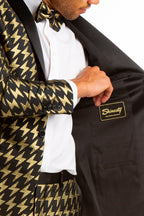 The Caviar and Cocktails | Gold Jacquard Black Label Suit - Shinesty