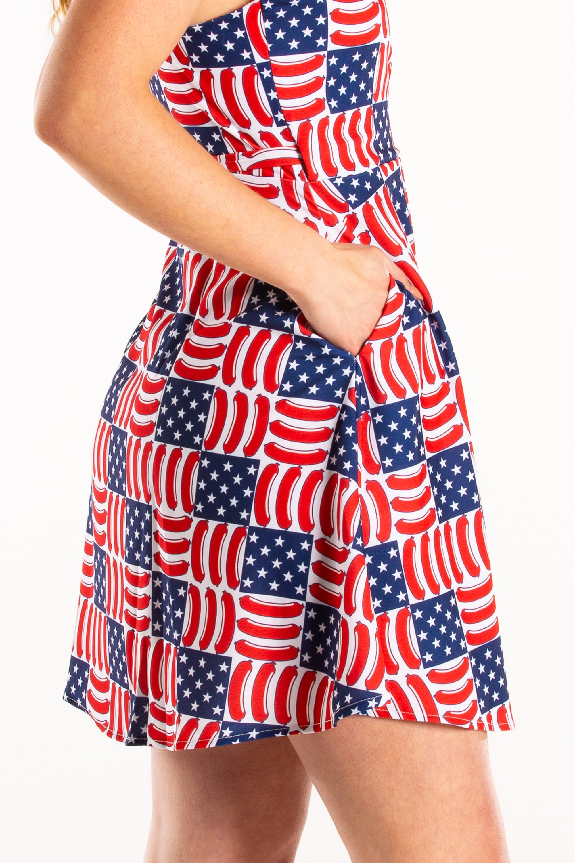 The Democracy Dog | USA Hotdog Strappy Dress - Shinesty