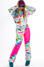 The Geodisiac | Retro Neon Women's One Piece Ski Suit - Shinesty