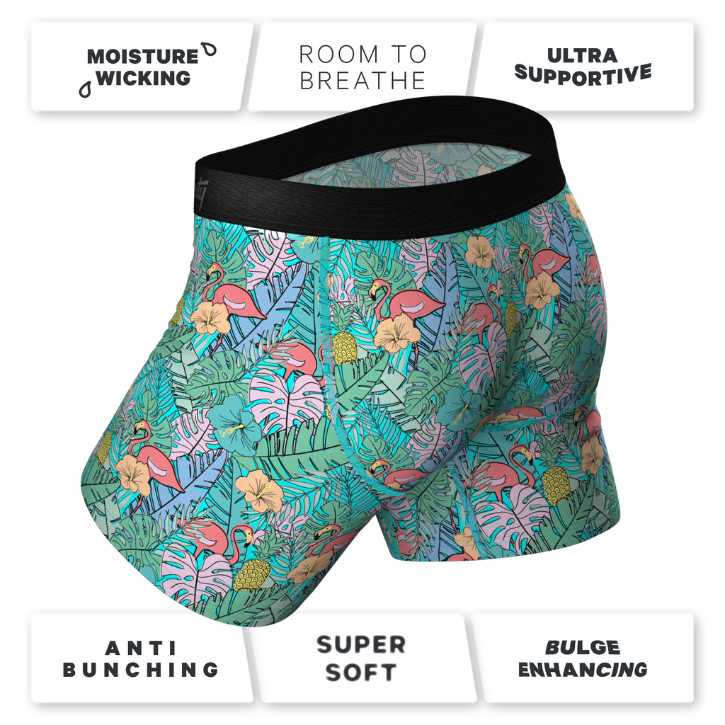 The Hot Tropic | Tropical Flamingo Ball Hammock® Pouch Underwear With Fly - Shinesty