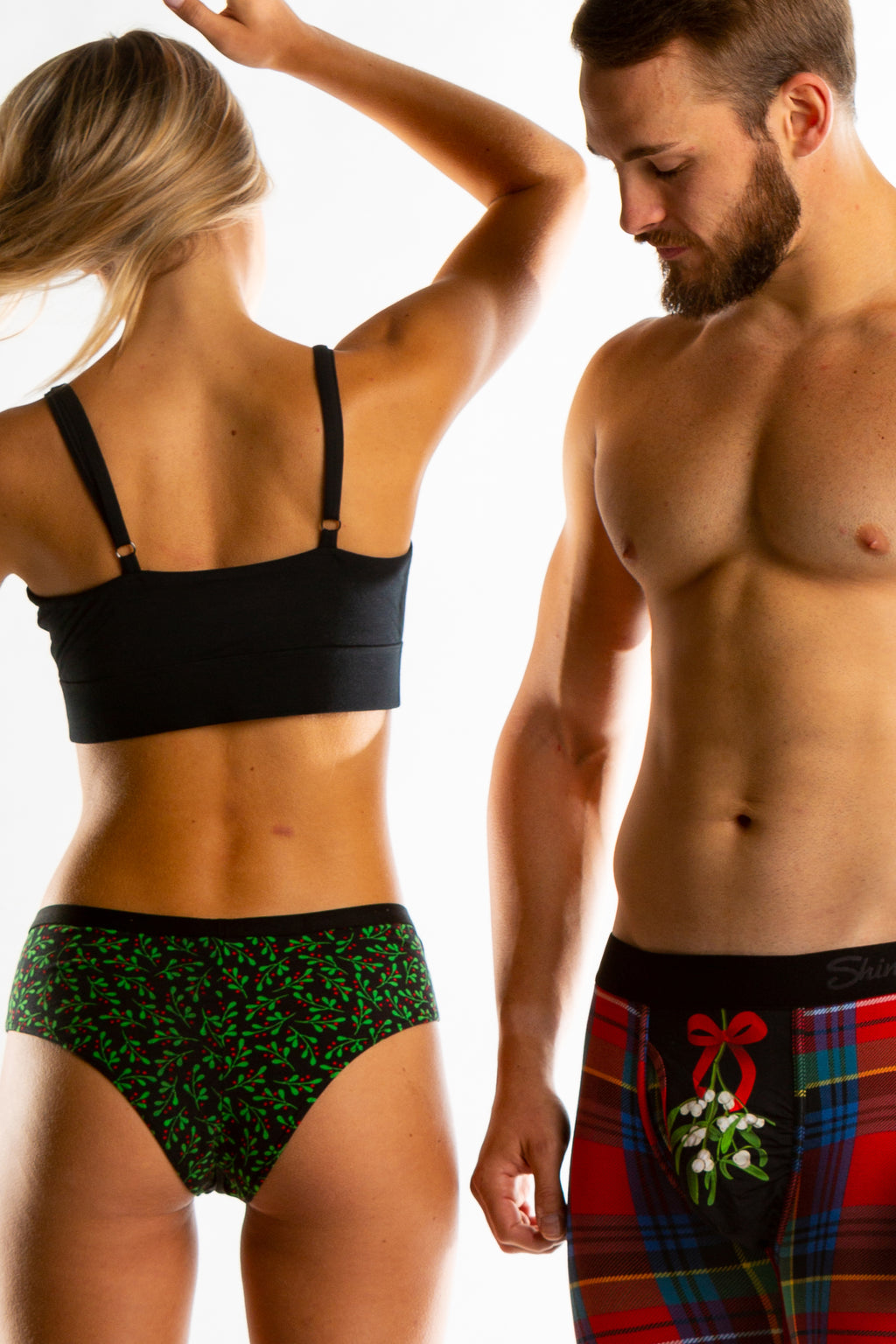 The Kiss Me There | Mistletoe Ball Hammock Boxer® And Cheeky Matching Couples Underwear Pack - Shinesty