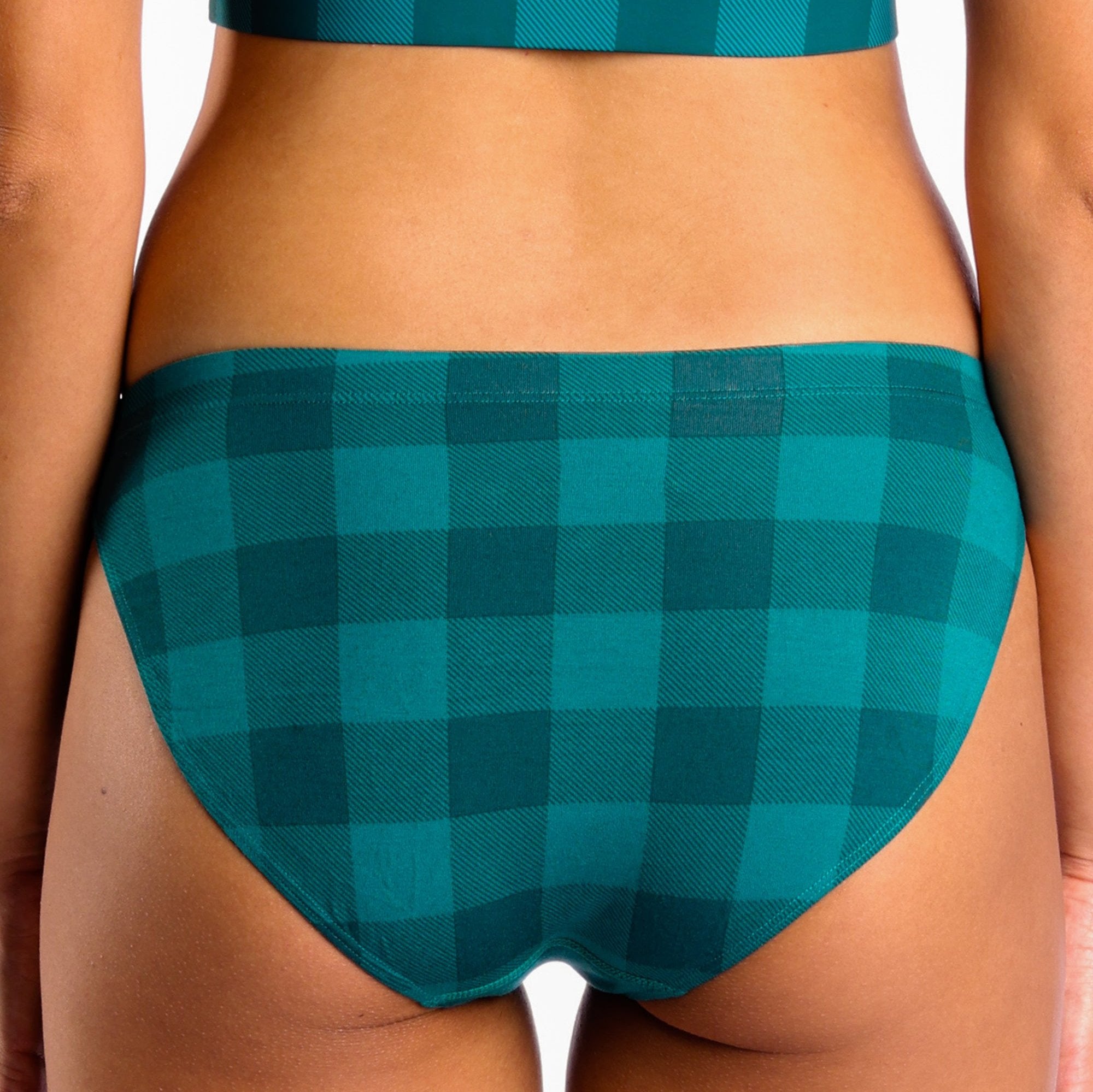 The Plaid And Simple | Green Buffalo Check Modal Bikini Underwear - Shinesty