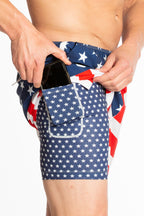 The Reagans | American Flag Patch Ball Hammock® Pouch 5" Swim Trunks - Shinesty