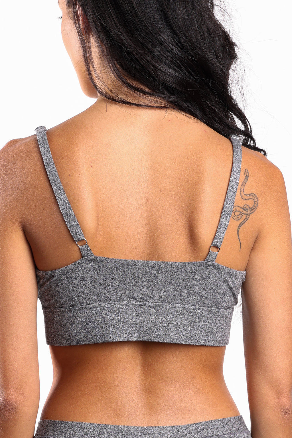 The Seattle Skyline | Black Marble Heather Boob Hammock™ Scoop Bralette - Shinesty