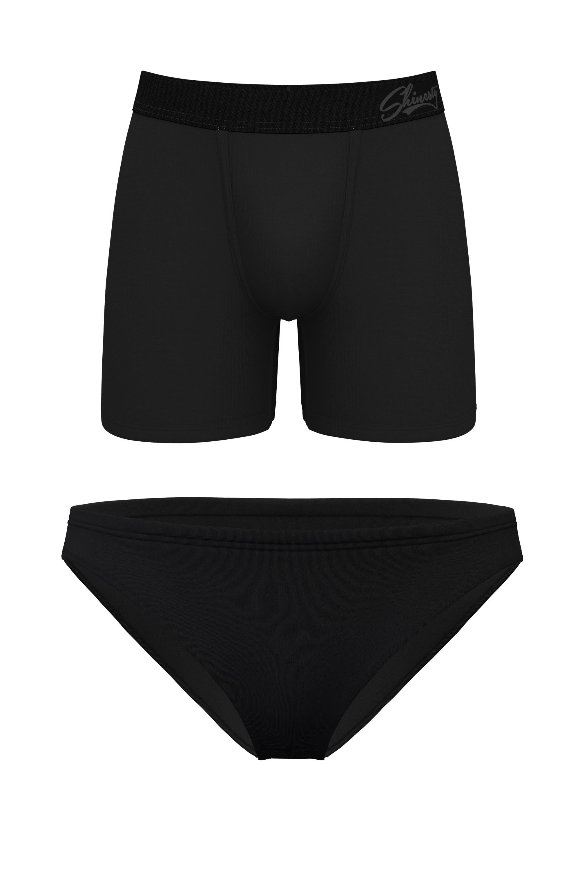 The Threat Level Midnight | Black Bikini and Ball Hammock® Boxer Matching Couples Underwear Pack - Shinesty