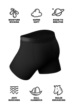 The Licorice Limbo | Black Couples Ball Hammock® Boxer With Fly and Thong 2 Pack - Shinesty