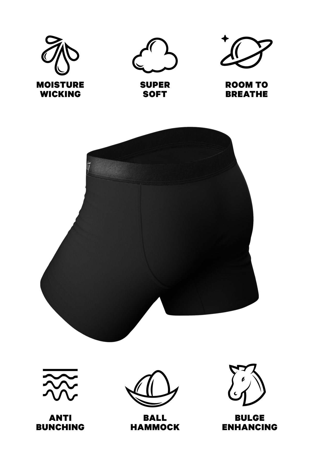 The Licorice Limbo | Black Couples Ball Hammock® Boxer With Fly and Thong 2 Pack - Shinesty