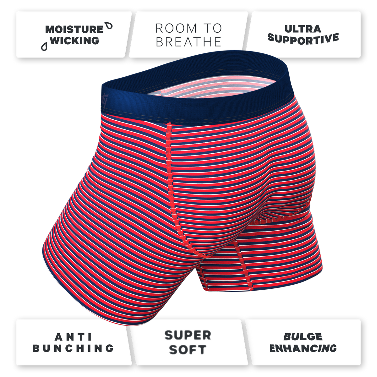 The US of A | USA Stripe Ball Hammock® Pouch Underwear With Fly - Shinesty
