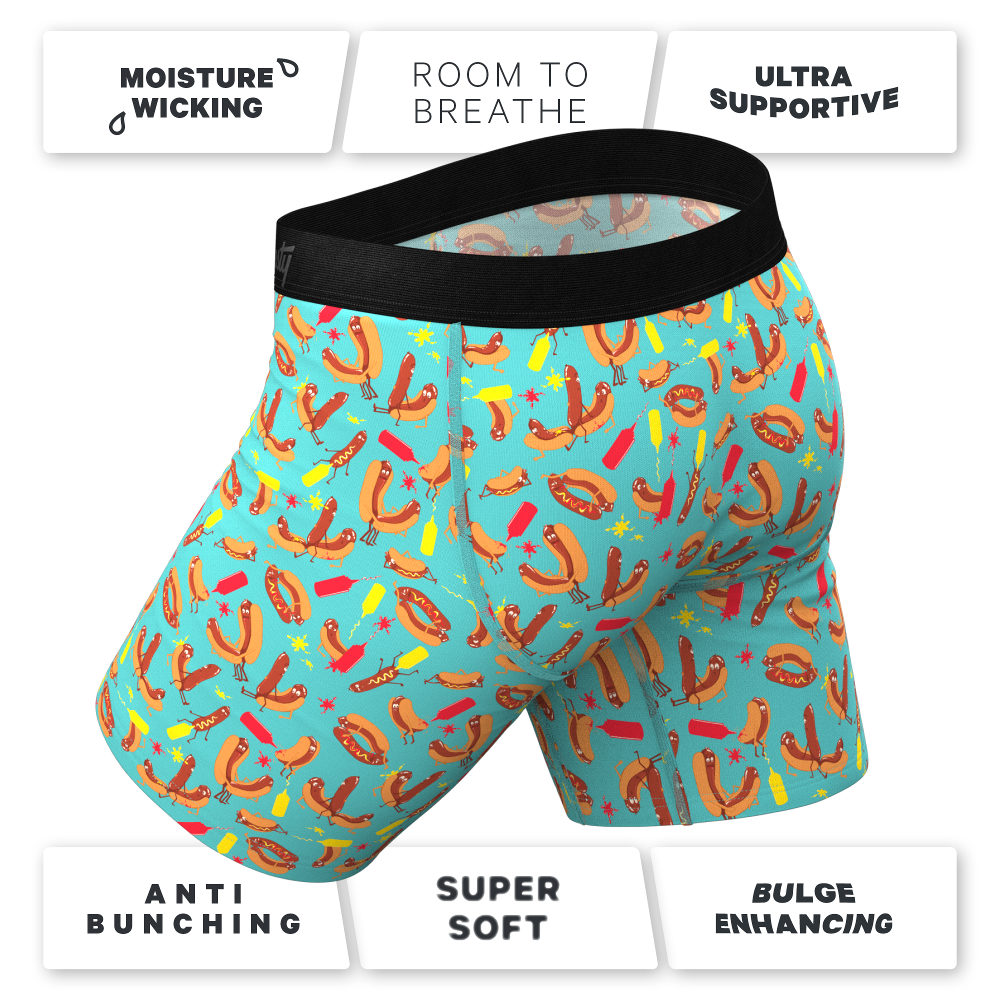The Use a Condiment | Hot Dogs Ball Hammock® Boxer - Long Leg - Shinesty
